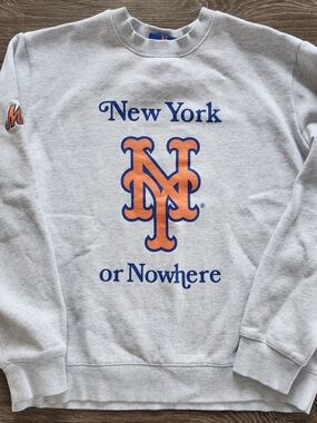 New York Or Nowhere NYON x Mets x New Era Shea Crewneck Sweatshirt Medium Gray